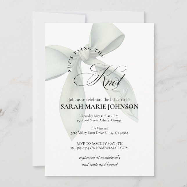 She's tying the knot Bridal Shower Inbjudningar (Framsida)