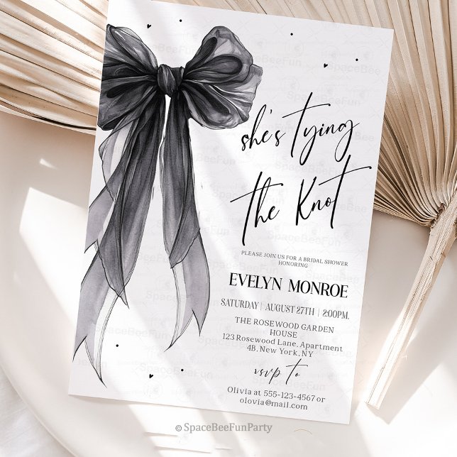 She's tying the knot Bridal shower  Inbjudningar (She's tying the knot Bridal shower invitation Editable Bachelorette Party Invite Bow Modern Brunch P)
