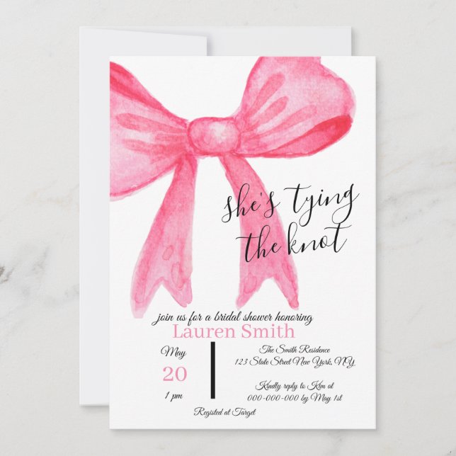 "She's Tying the Knot" Bridal Shower Invitation Inbjudningar (Framsida)
