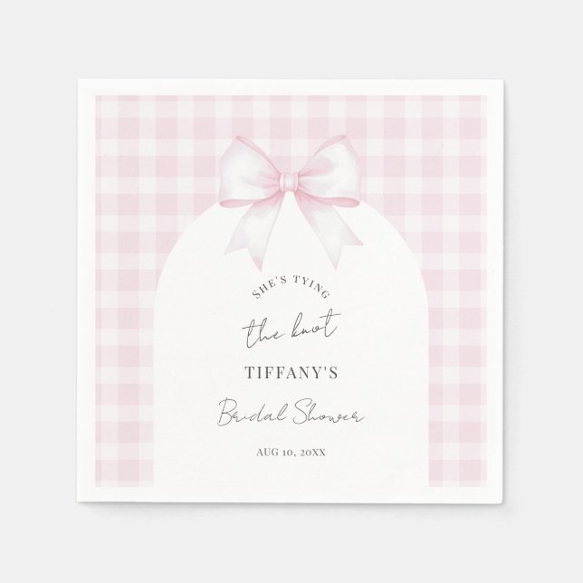 She's Tying The Knot Elegant Bow Bridal Shower Pappersservett (Framsidan)