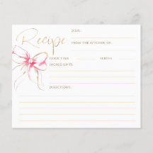 She's Tying the Knot Pink Bow Bridal Recipe Card