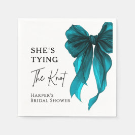She's Tying The Knot Turquoise Bow Bridal Shower Pappersservett