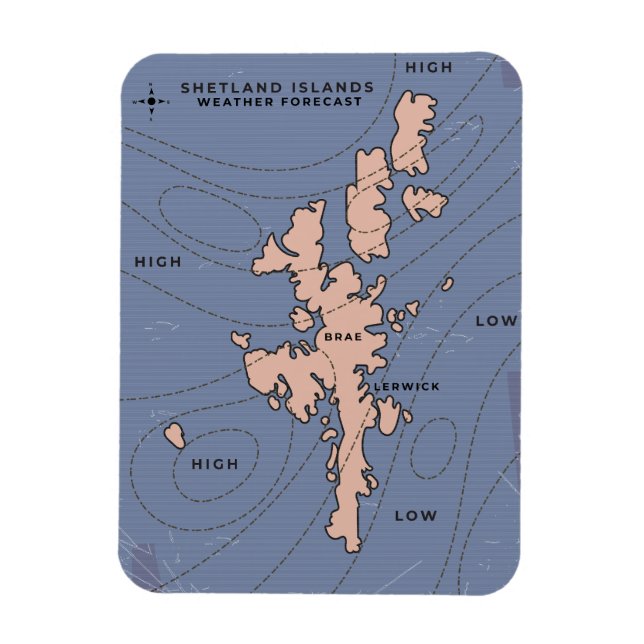 Shetland Islands Weather-prognos karta Magnet (Vertikal)