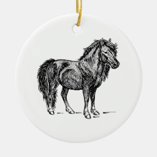 Shetland ponny julgransprydnad keramik