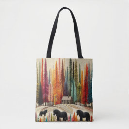 Shetland Pony, Farmyard, Shopping bag, Tote Tygkasse
