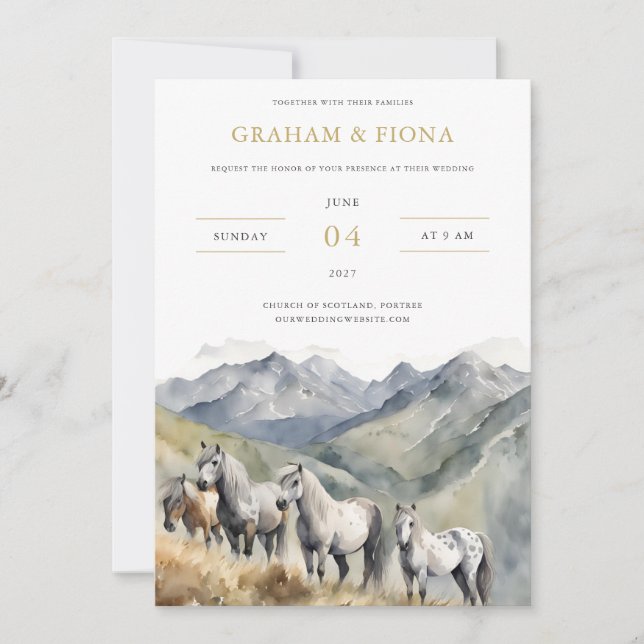 Shetland Pony Watercolor Invitation Inbjudningar (Framsida)