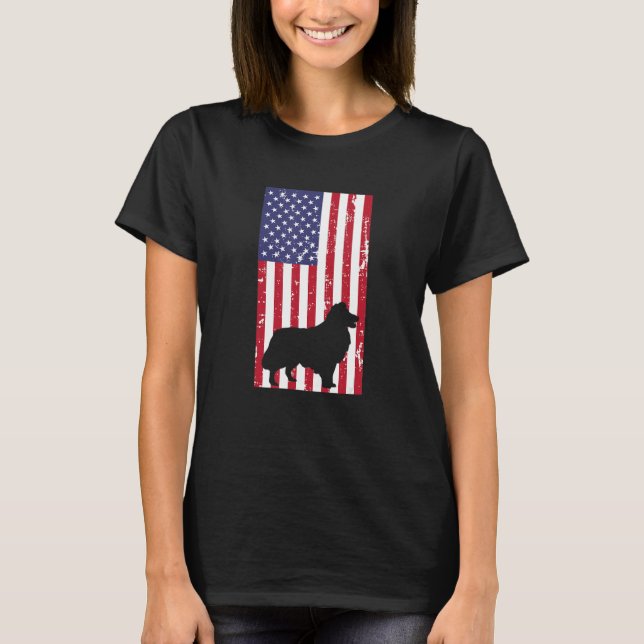 Shetland Sheep Distressed Patriotic All American U T Shirt (Framsida)