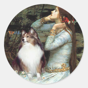 Shetland Sheepdog 18 - Ophelia sittande Runt Klistermärke
