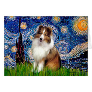 Shetland Sheepdog 4 - Starry Natt Hälsningskort
