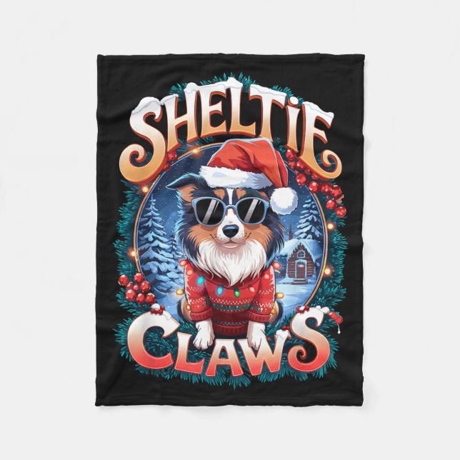 Shetland Sheepdog ägar kostym Sheltie klor jul Fleecefilt (Framsidan)