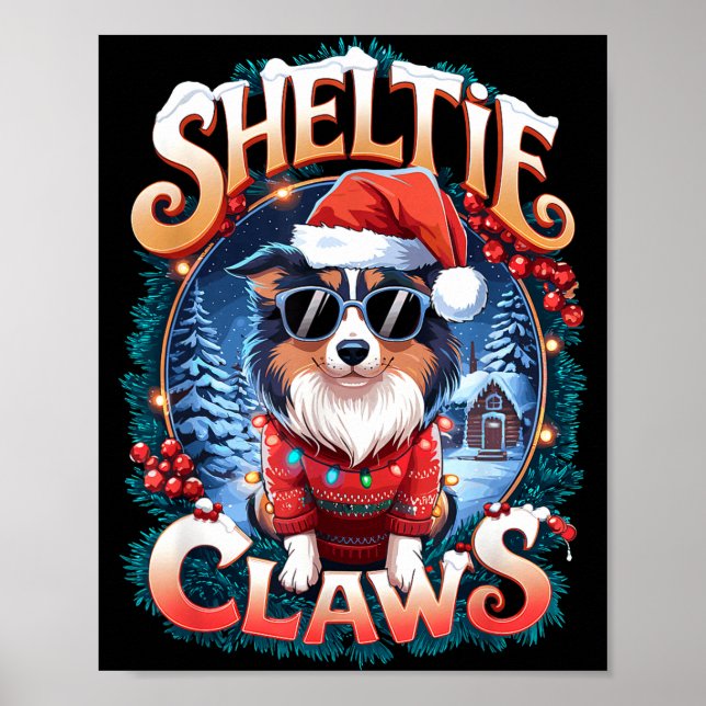 Shetland Sheepdog Ägar Kostym Sheltie Klor Jul Poster (Framsidan)