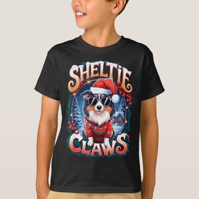 Shetland Sheepdog Ägar Kostym Sheltie Klor Jul T Shirt (Framsida)