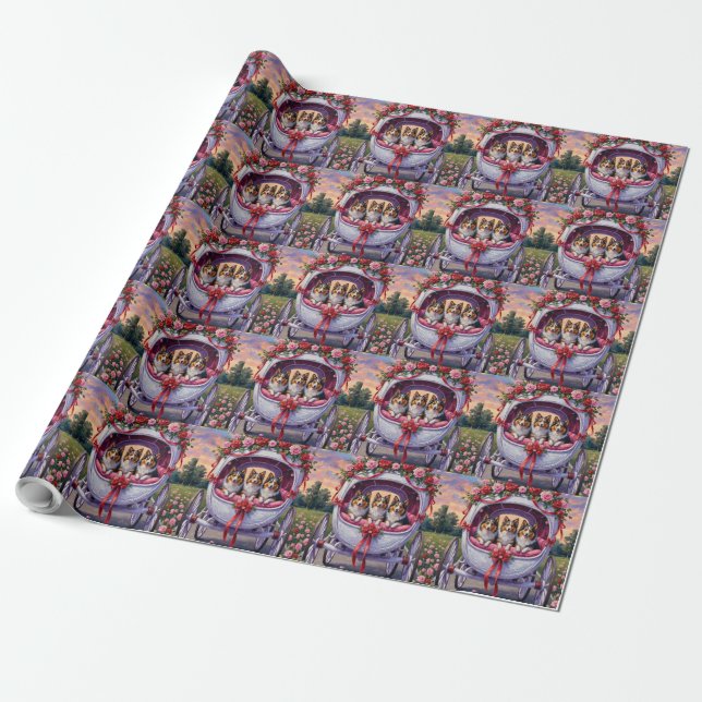 Shetland Sheepdog Alla hjärtans dag  Presentpapper (Utrullad)