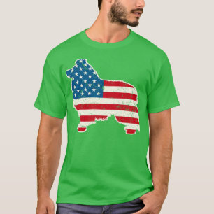 Shetland Sheepdog American Flagga 4:e juli för mig T Shirt