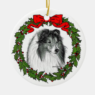 Shetland Sheepdog Art av Glenda S. Harlan Julgransprydnad Keramik