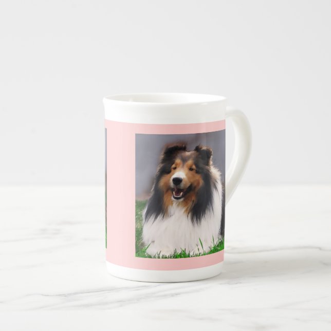 Shetland Sheepdog Art Benporslin Mugg (Framsida höger)