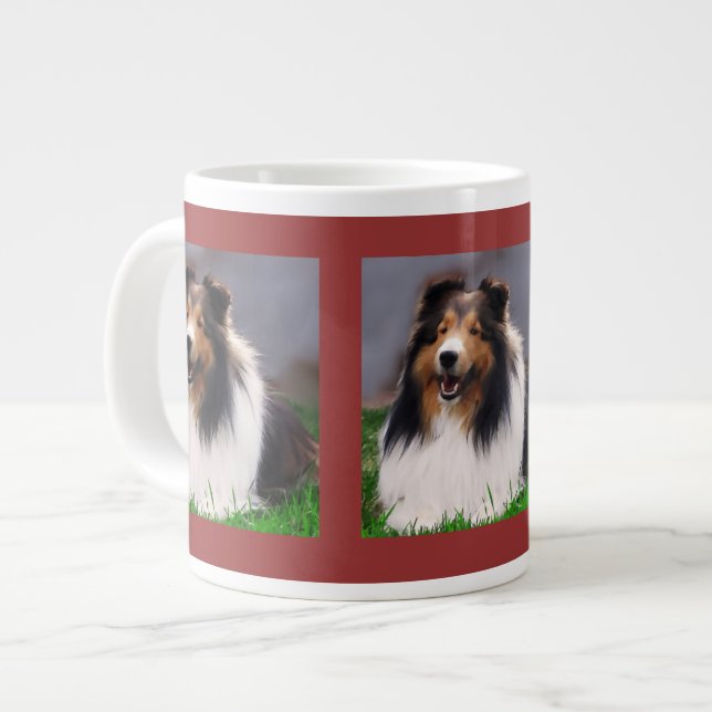 Shetland Sheepdog Art Jumbo Mugg (Framsida vänster)