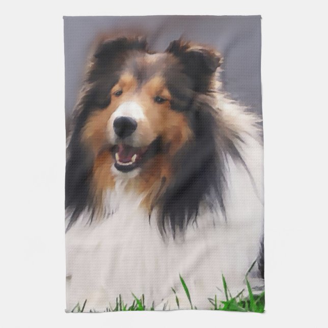 Shetland Sheepdog Art Kökshandduk (Vertikal)