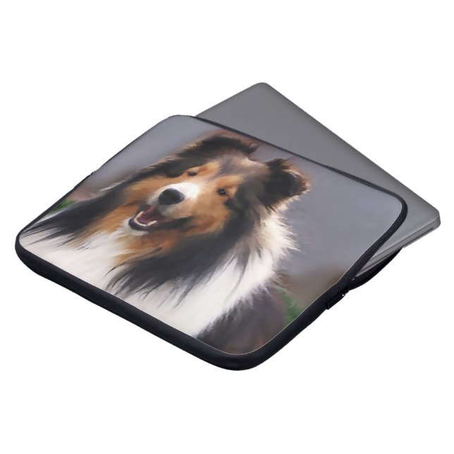 Shetland Sheepdog Art Laptop Sleeve (Framsida topp)