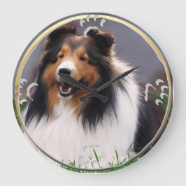 Shetland Sheepdog Art Stor Klocka