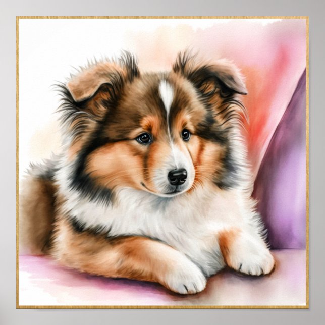 Shetland Sheepdog Artwork for Girls Poster (Framsidan)