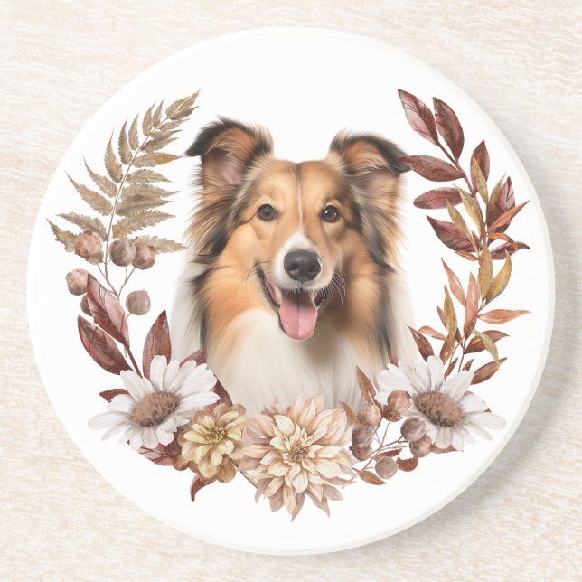 Shetland Sheepdog Autumn Wand Underlägg (Framsidan)
