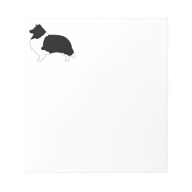 Shetland Sheepdog Black and White SIlhouette Anteckningsblock (Framsida)