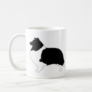 Shetland Sheepdog Black and White SIlhouette Kaffemugg