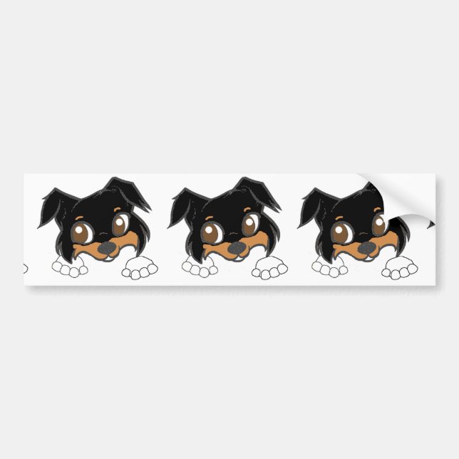Shetland Sheepdog Black Tri Peeking Tecknad Bildekal (Framsidan)