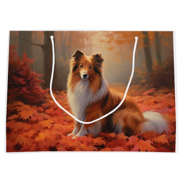 Shetland Sheepdog bland höstlöv Fall Inspire (Framsidan)