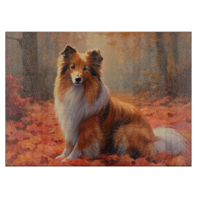 Shetland Sheepdog bland höstlöv Fall Inspirera (Framsidan)