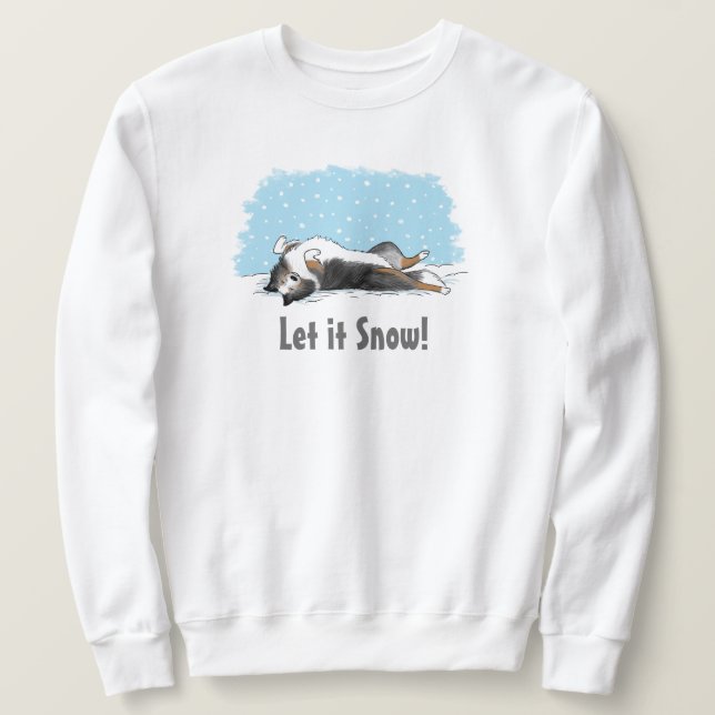Shetland Sheepdog Blue Merle Sheltie Helgdag Lång Ärmad Tröja (Design framsida)