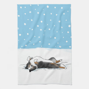 Shetland Sheepdog Blue Merle Sheltie Hund Jul Kökshandduk