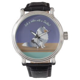 Shetland Sheepdog: Blue Merle Sheltie on lila Armbandsur