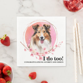 Shetland Sheepdog Bröllaksservetter Med Hund Foto Pappersservett