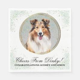 Shetland Sheepdog Bröllop Napkins with Hundar Phot Pappersservett