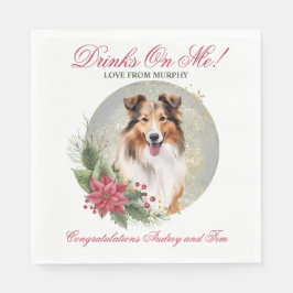 Shetland Sheepdog Bröllop Napkins with Hundar Phot Pappersservett