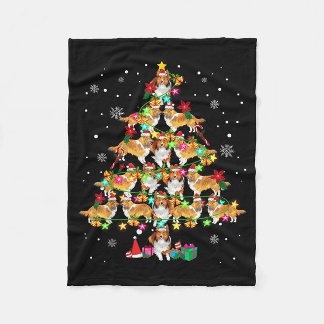 Shetland Sheepdog Christmas Tree Funny Sheltie Chr Fleecefilt (Framsidan)