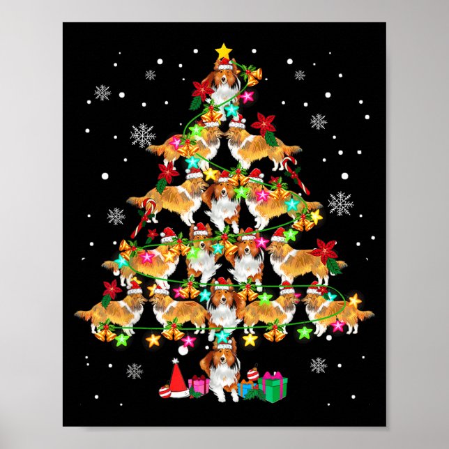 Shetland Sheepdog Christmas Tree Funny Sheltie Chr Poster (Framsidan)