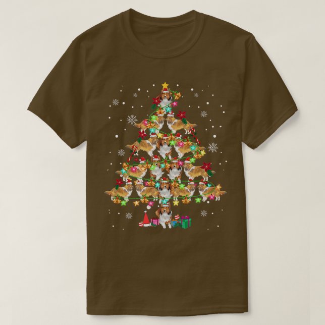 Shetland Sheepdog Christmas Tree Funny Sheltie Chr T Shirt (Design framsida)
