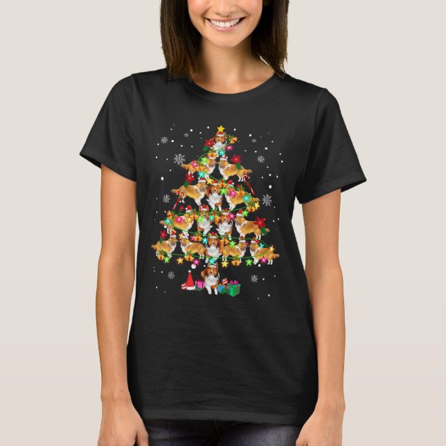 Shetland Sheepdog Christmas Tree Funny Sheltie Chr T Shirt (Framsida)