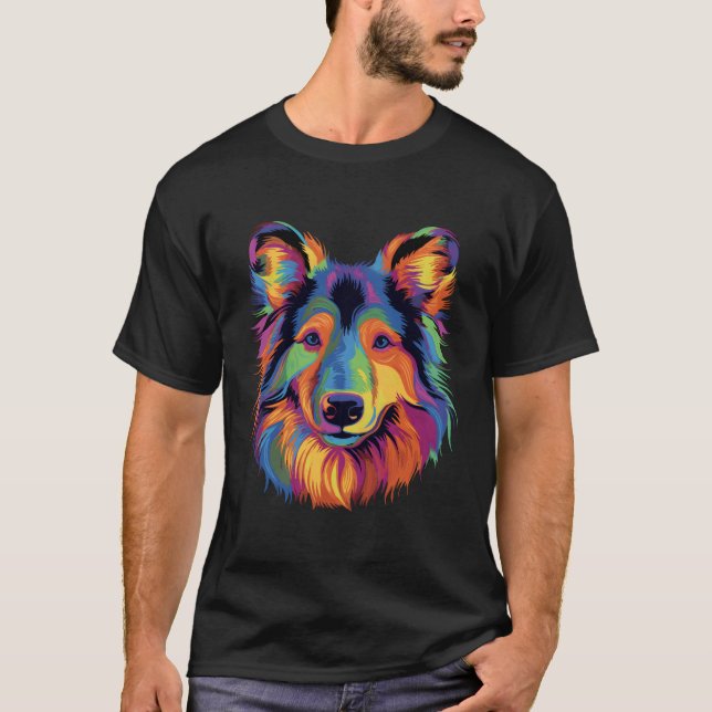 Shetland Sheepdog Coloful Mini Colie Sheltie T Shirt (Framsida)