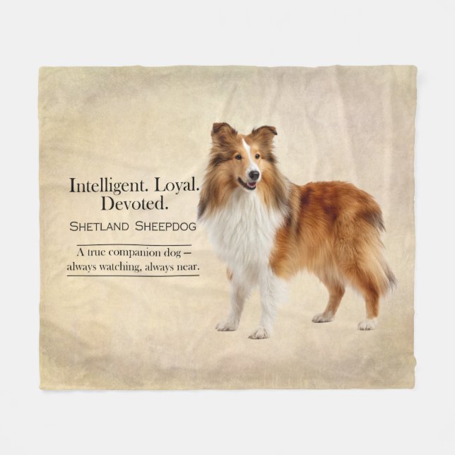 Shetland Sheepdog Companion and Devotion Fleecefilt (Framsidan (Horisontell))
