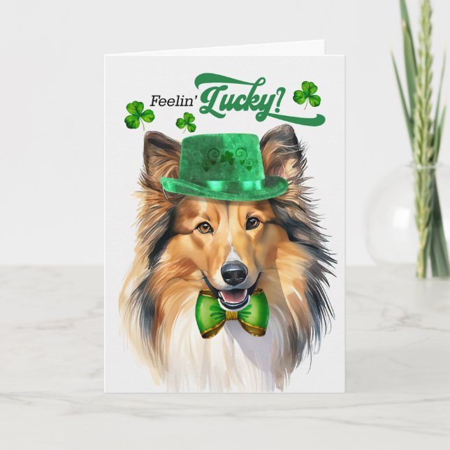 Shetland Sheepdog Feelin' Lucky St patrick's day Helgkort (Framsida)