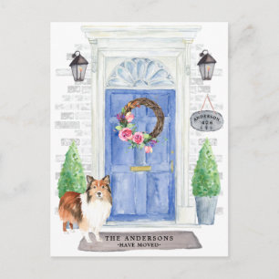 Shetland Sheepdog Flytta Announcement Postcard Vykort