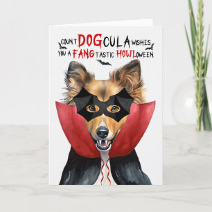 Shetland Sheepdog Funny Count DOGcula Halloween Helgkort