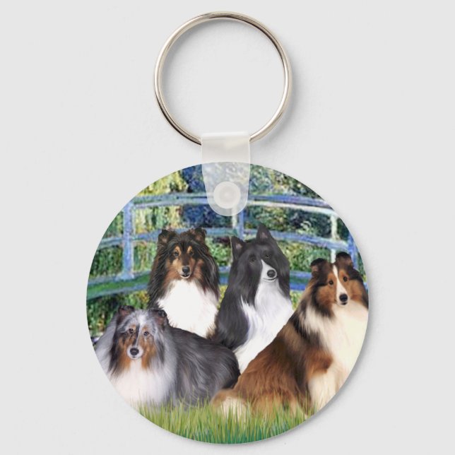 Shetland Sheepdog (fyra) - Bro Nyckelring (Framsida)