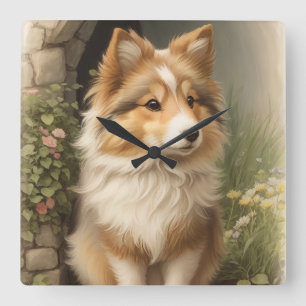 Shetland Sheepdog Fyrkantig Klocka