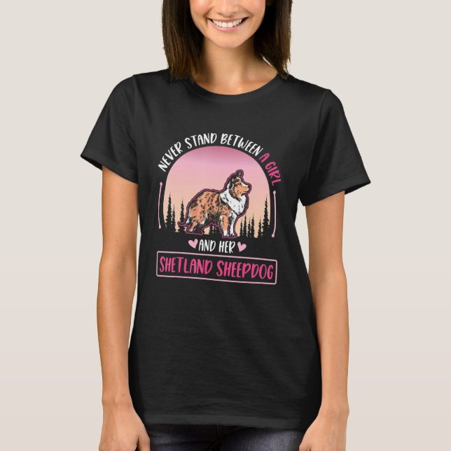 Shetland Sheepdog Girl Mini Collie Sheltie T Shirt (Framsida)