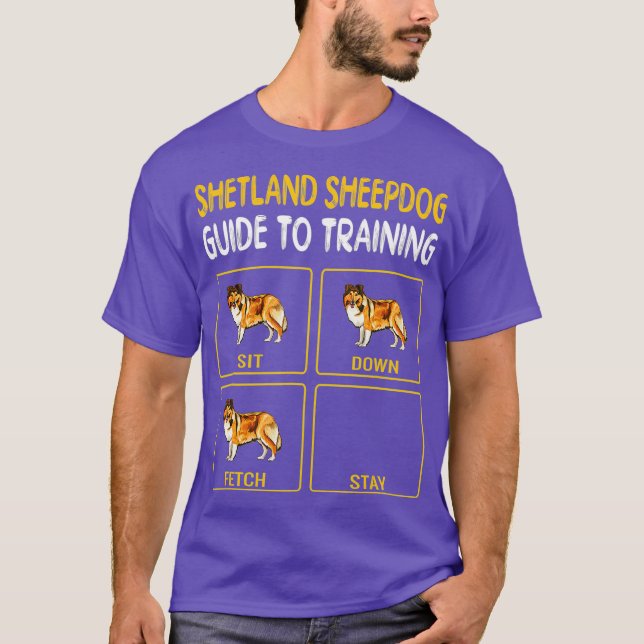 Shetland Sheepdog Guide to Training Hund T Shirt (Framsida)